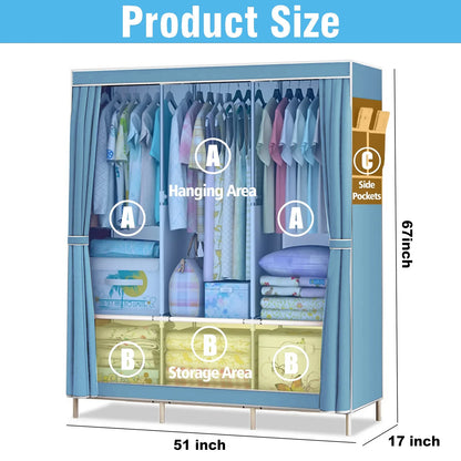Fabric Wardrobe Closet – Portable Clothes & Shoe Storage Rack