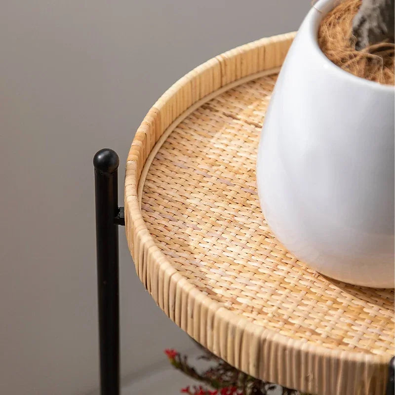 Simple Rattan Woven Plant Stand – Home & Garden Flower Rack