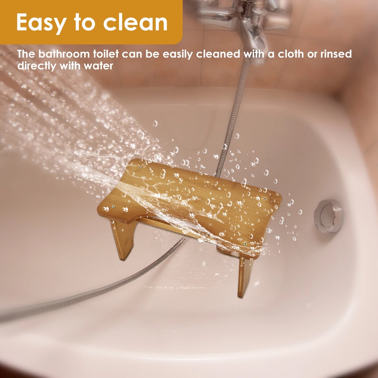 Bathroom Squatty Potty – Bamboo Foot Stool with Anti-slip Design