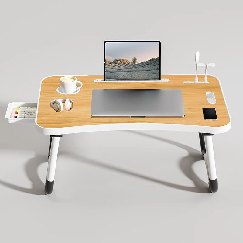 Portable Laptop Table with Cup Holder & Fan