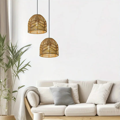 Bamboo Lantern Pendant – Handwoven Rattan Hanging Light Fixture