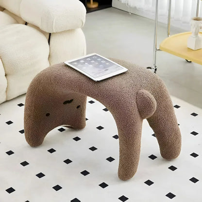 Armless Plush Chair – Cute Cat Vanity Stool for Bedroom