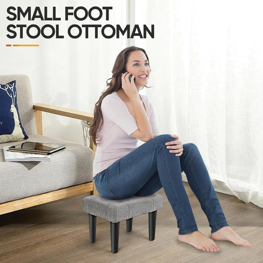 Small Velvet Footstool with Legs