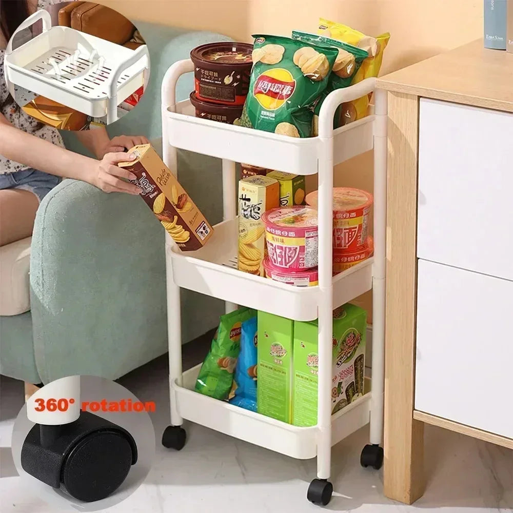 Compact Multi-Layer Storage Cart with Wheels – Home Organizer