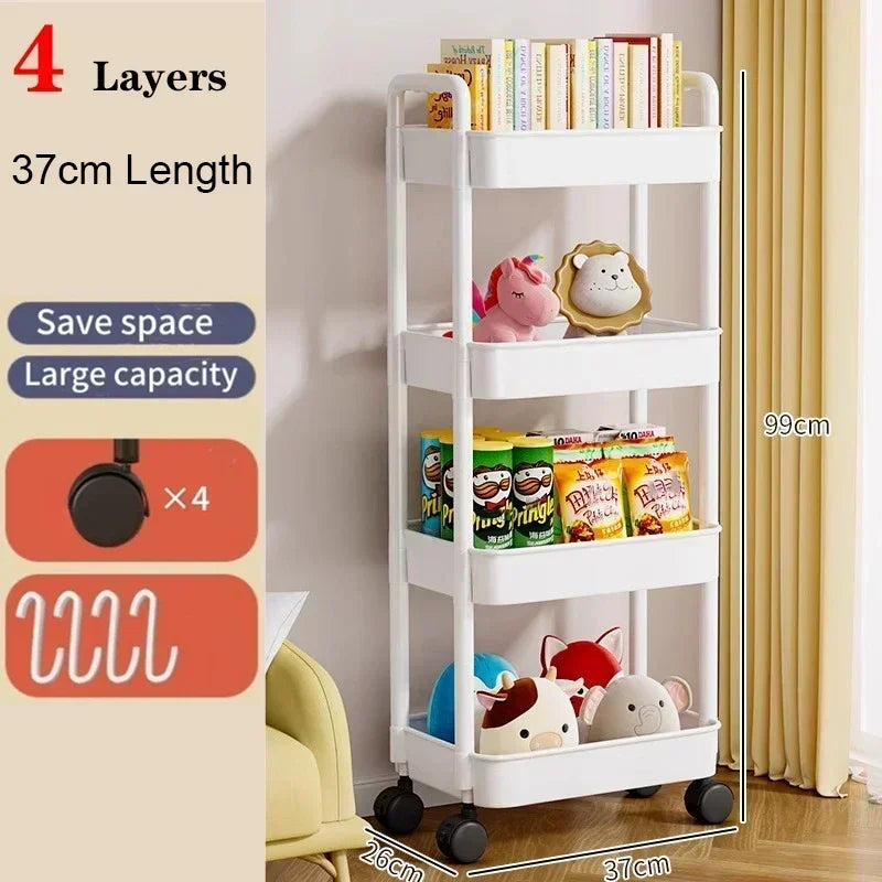 Compact Multi-Layer Storage Cart with Wheels – Home Organizer