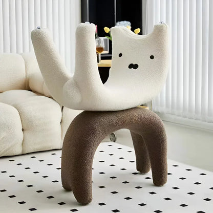 Armless Plush Chair – Cute Cat Vanity Stool for Bedroom
