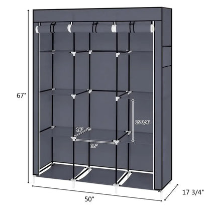 67" Portable Closet – 10 Shelves Easy-Assembly Wardrobe Organizer