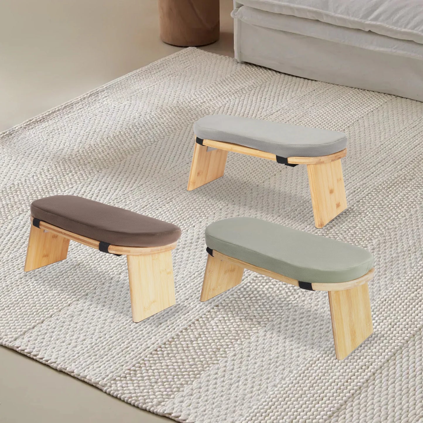 Modern Meditation Stool – Foldable Yoga Bench with Carrying Bag