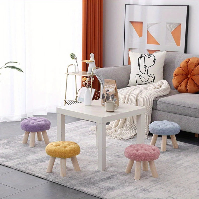 Modern Flower-Shaped Footstool – Elegant Small Round Stool for Sofa Side, Coffee Corner & Dressing Area