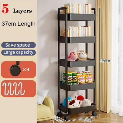 Compact Multi-Layer Storage Cart with Wheels – Home Organizer