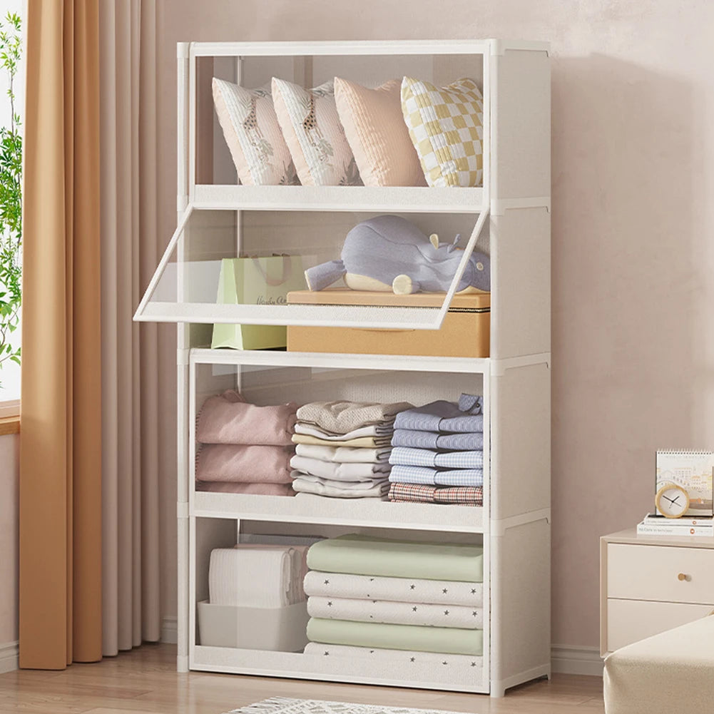 Portable Closet Wardrobe with Lid Closet Organizer Dustproof Clothes Storage Organizer Clothes Organizer for Bedroom