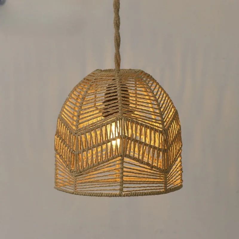 Bamboo Lantern Pendant – Handwoven Rattan Hanging Light Fixture