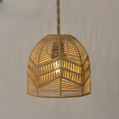 Bamboo Lantern Pendant – Handwoven Rattan Hanging Light Fixture