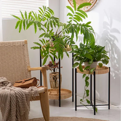 Simple Rattan Woven Plant Stand – Home & Garden Flower Rack