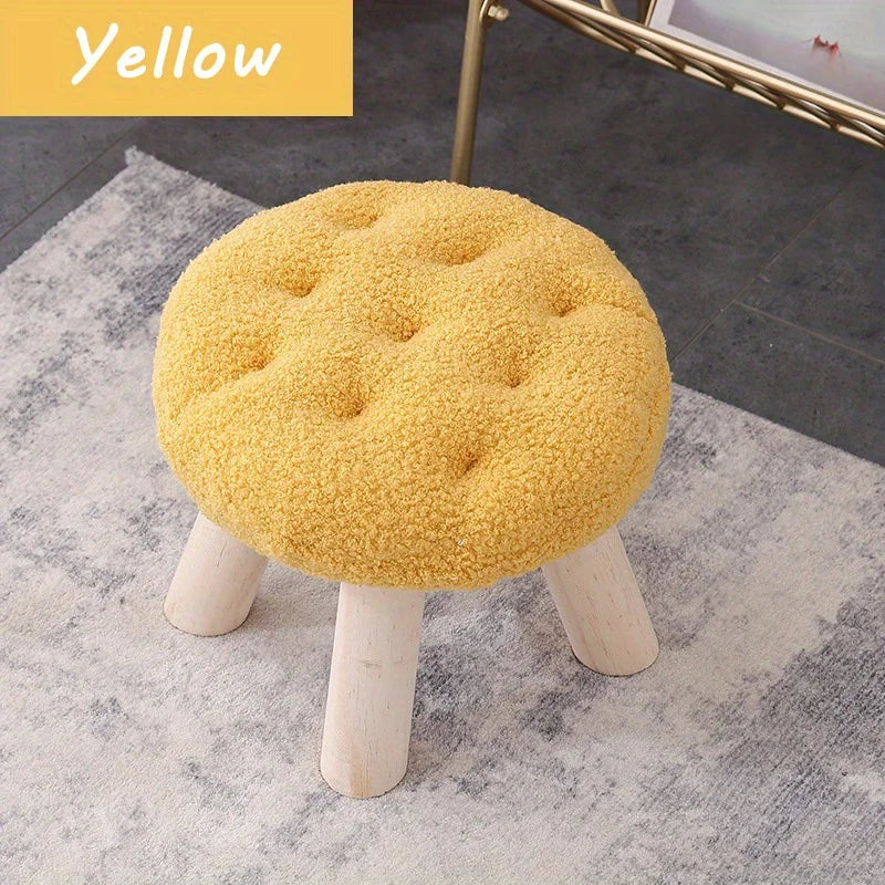 Modern Flower-Shaped Footstool – Elegant Small Round Stool for Sofa Side, Coffee Corner & Dressing Area