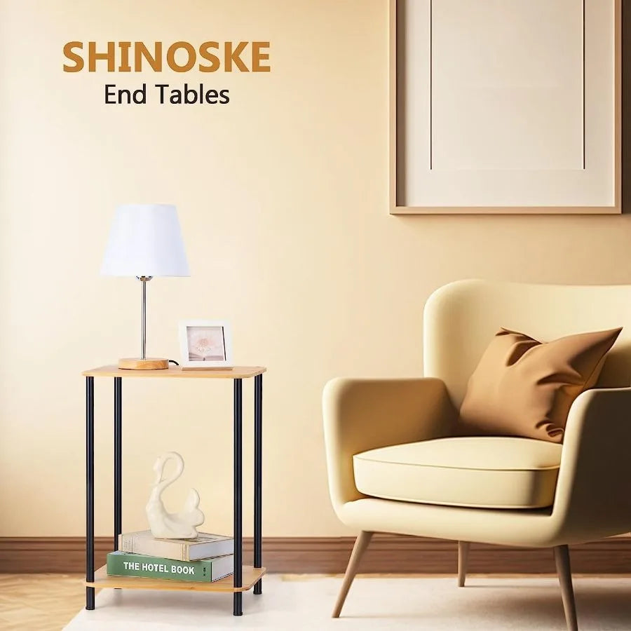 Small 2-Tier Side Tables with Storage Shelves