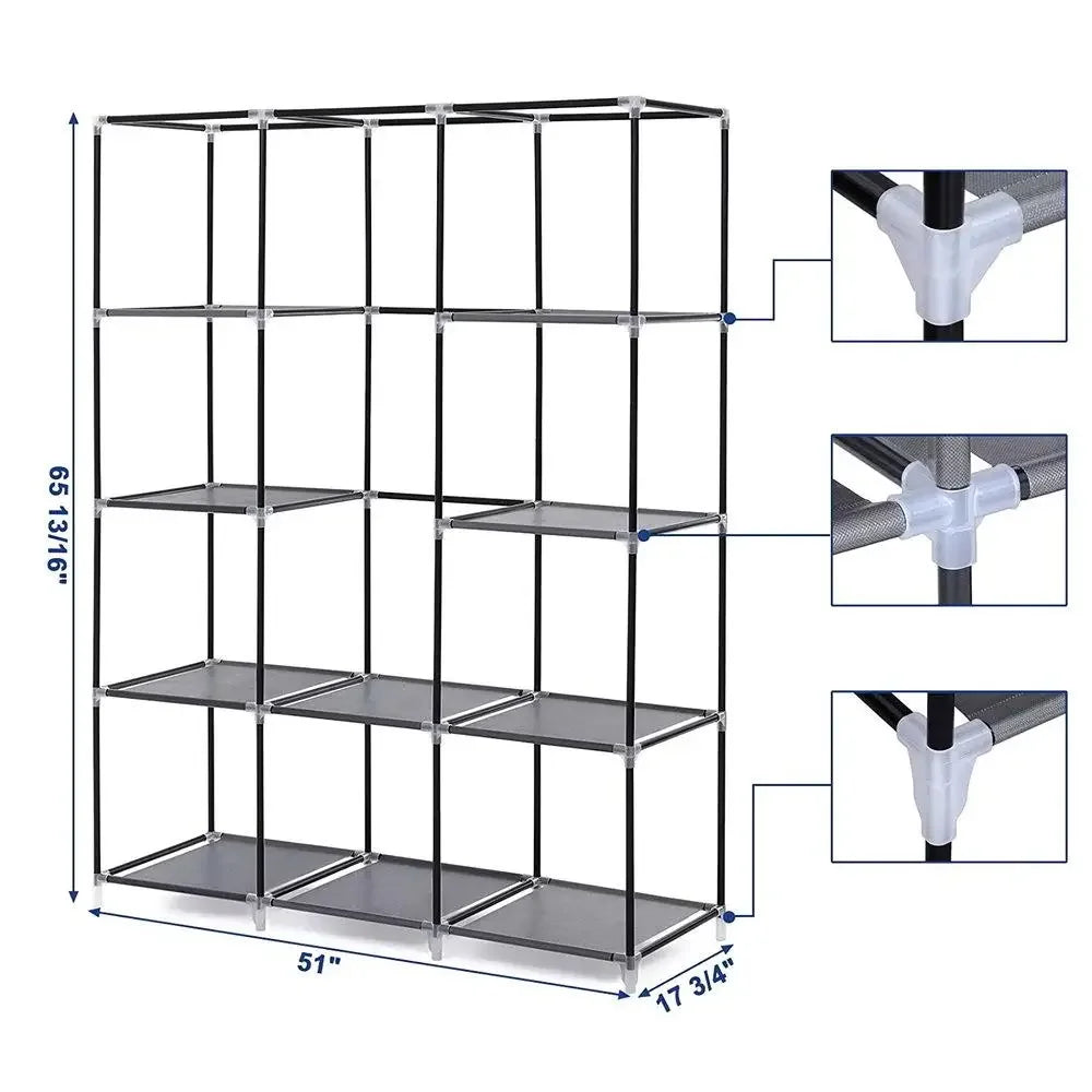 67" Portable Closet – 10 Shelves Easy-Assembly Wardrobe Organizer