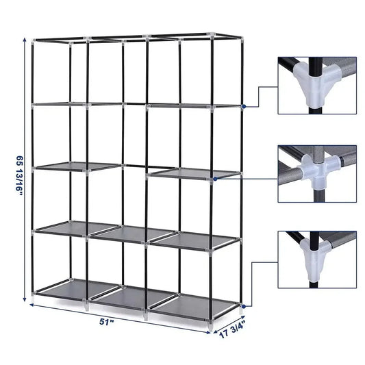 67" Portable Closet – 10 Shelves Easy-Assembly Wardrobe Organizer