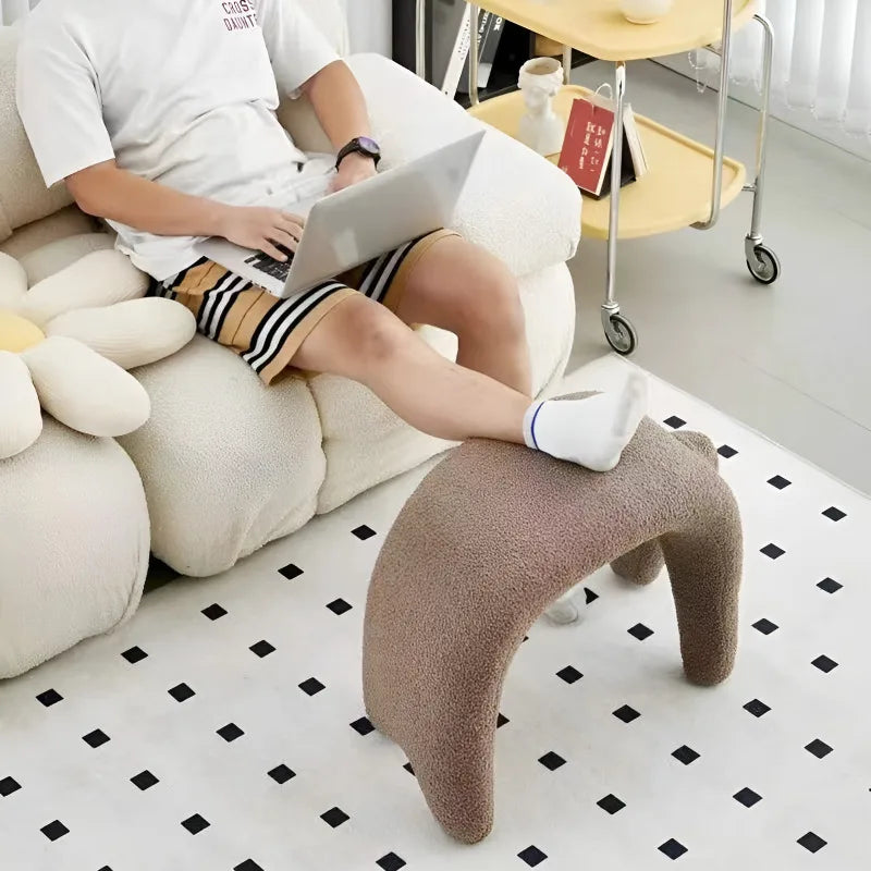 Armless Plush Chair – Cute Cat Vanity Stool for Bedroom