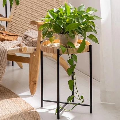Simple Rattan Woven Plant Stand – Home & Garden Flower Rack