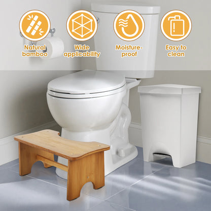 Bathroom Squatty Potty – Bamboo Foot Stool with Anti-slip Design