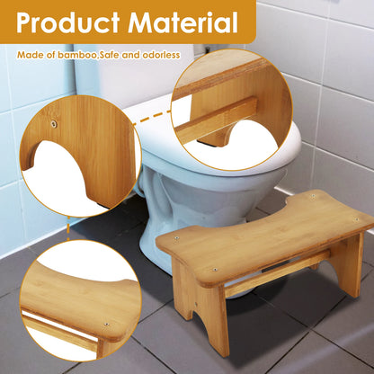 Bathroom Squatty Potty – Bamboo Foot Stool with Anti-slip Design
