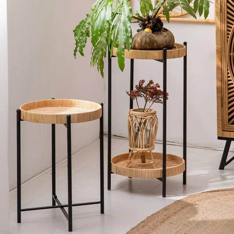 Simple Rattan Woven Plant Stand – Home & Garden Flower Rack