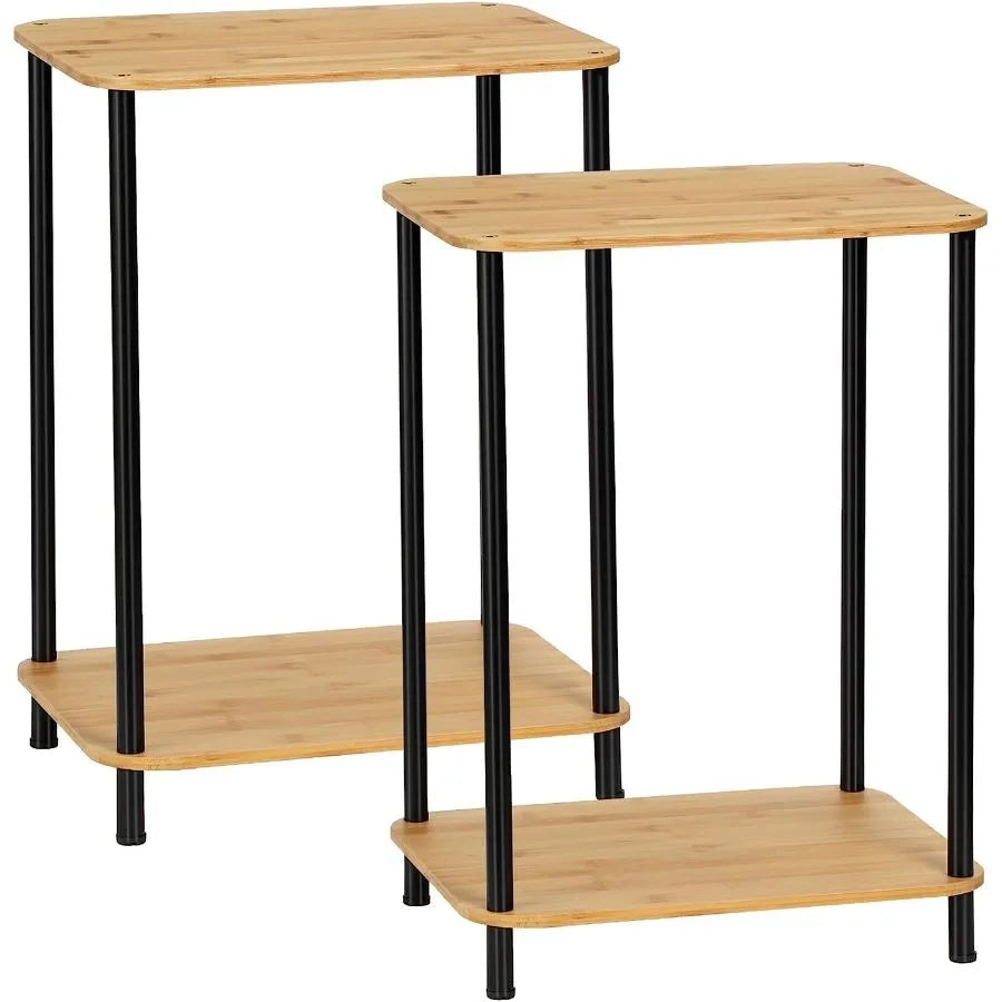 Small 2-Tier Side Tables with Storage Shelves