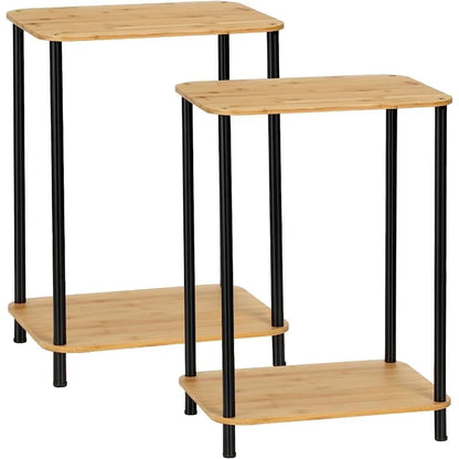 Small 2-Tier Side Tables with Storage Shelves