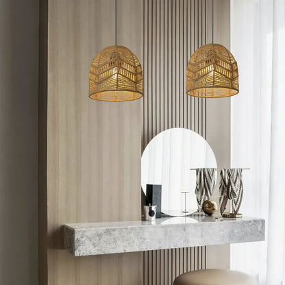 Bamboo Lantern Pendant – Handwoven Rattan Hanging Light Fixture