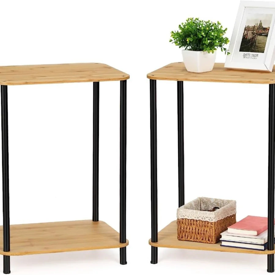 Small 2-Tier Side Tables with Storage Shelves