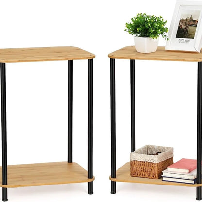 Small 2-Tier Side Tables with Storage Shelves