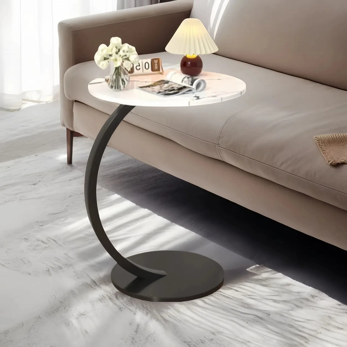 Coffee Tables Light Luxury Side Table Round Flower Bedside Table Bedside Home Study Desk Auxiliary Desk Living Room Furniture