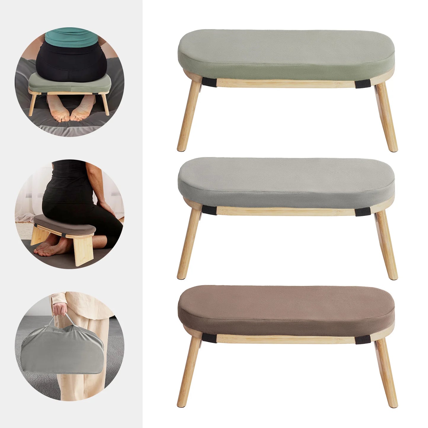 Modern Meditation Stool – Foldable Yoga Bench with Carrying Bag