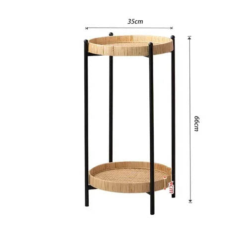 Simple Rattan Woven Plant Stand – Home & Garden Flower Rack