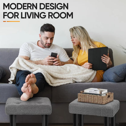 Small Velvet Footstool with Legs