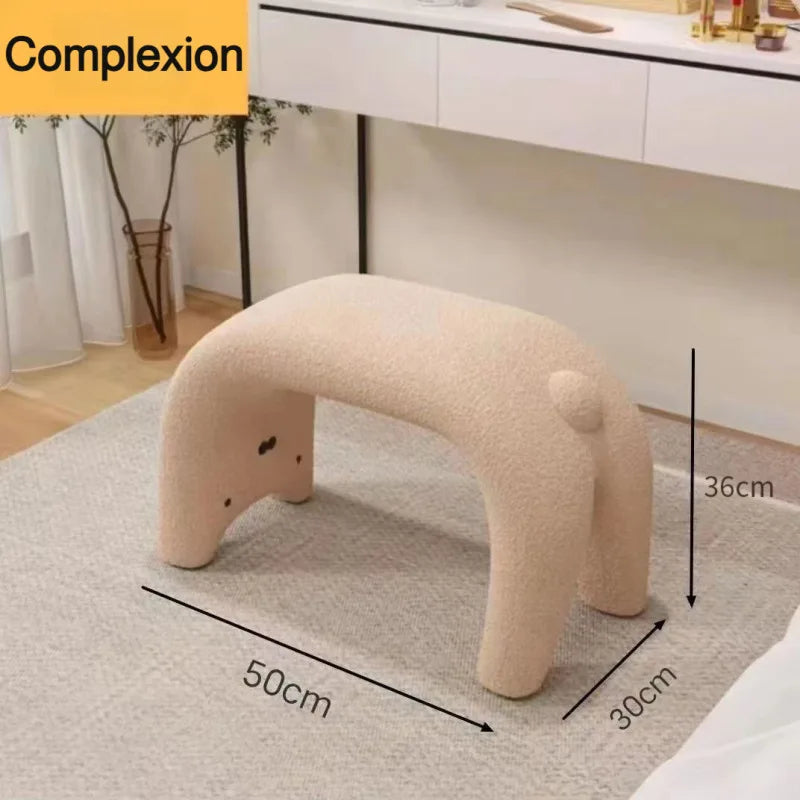 Armless Plush Chair – Cute Cat Vanity Stool for Bedroom