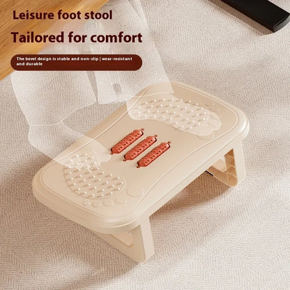 Footrest with Massage Rollers – Ergonomic Foot Stool for Work & Home