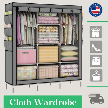 Fabric Wardrobe Closet – Portable Clothes & Shoe Storage Rack