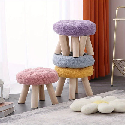 Modern Flower-Shaped Footstool – Elegant Small Round Stool for Sofa Side, Coffee Corner & Dressing Area