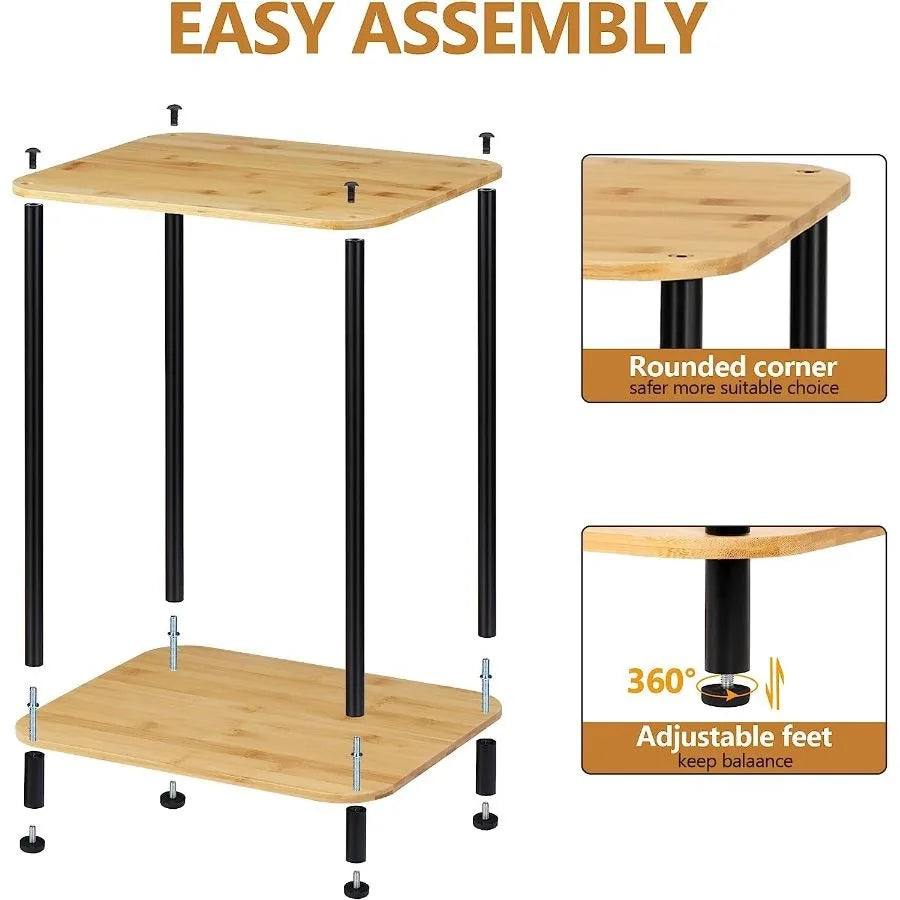 Small 2-Tier Side Tables with Storage Shelves