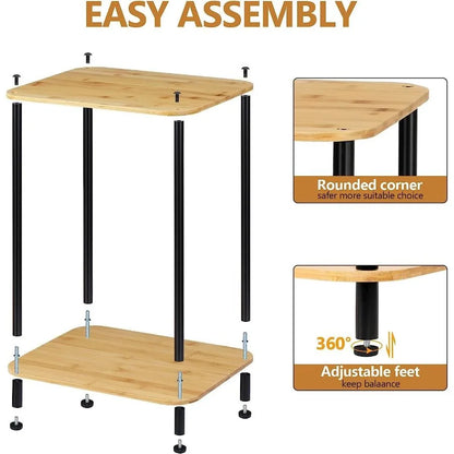Small 2-Tier Side Tables with Storage Shelves